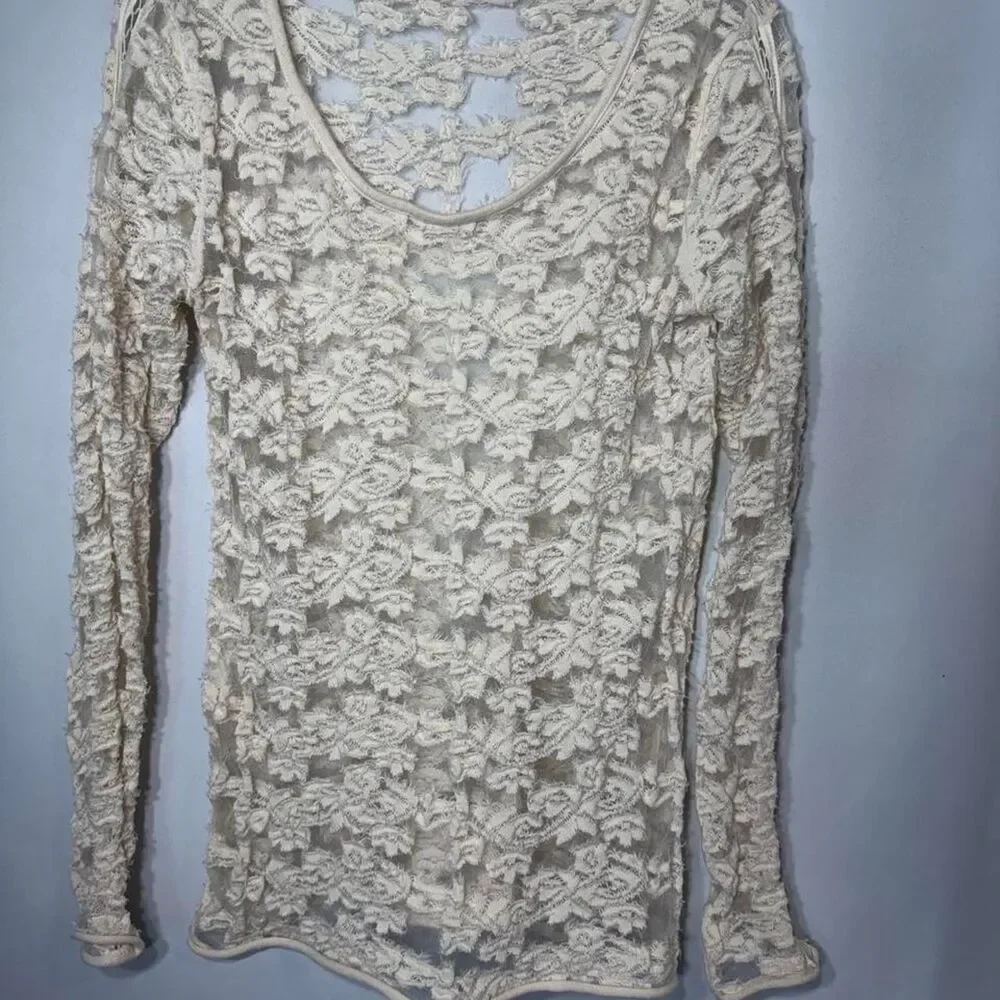 Free-people Women's Cream and White Blouse